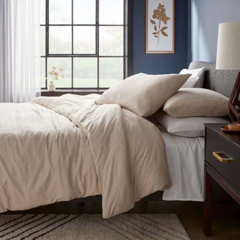 Full/Queen Jersey Duvet Set - Oatmeal Heather Knitted